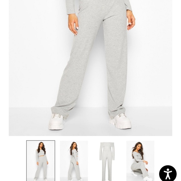 Boohoo ribbed off the shoulder crop lounge set - Picture 5 of 5